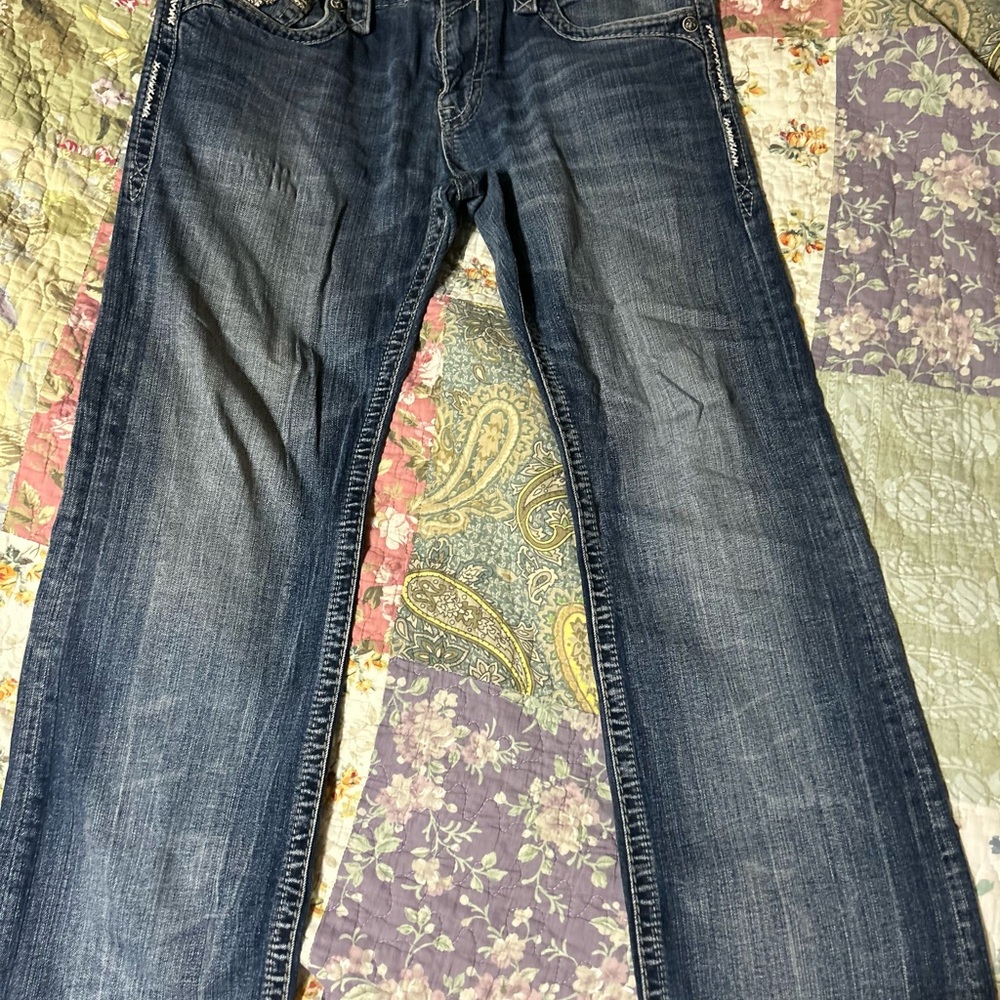 Rock Revival Blue Bootcut Jeans with Vintage Wash size 36x30